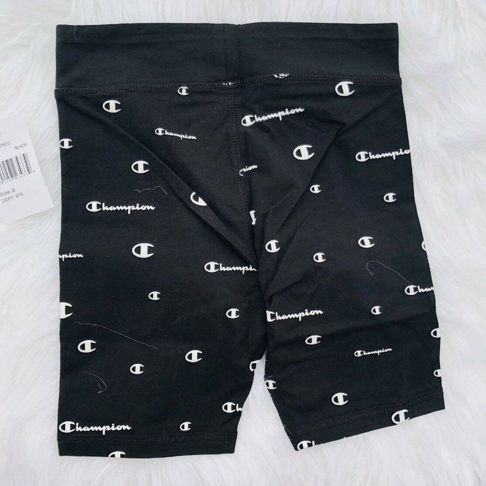 New Champion Bike Shorts Girls Big All Over Script Logo Athletics Running Sports